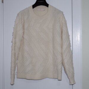 Tory Burch cream Wool Chevron 3D Knit Pullover Minimalist Size M